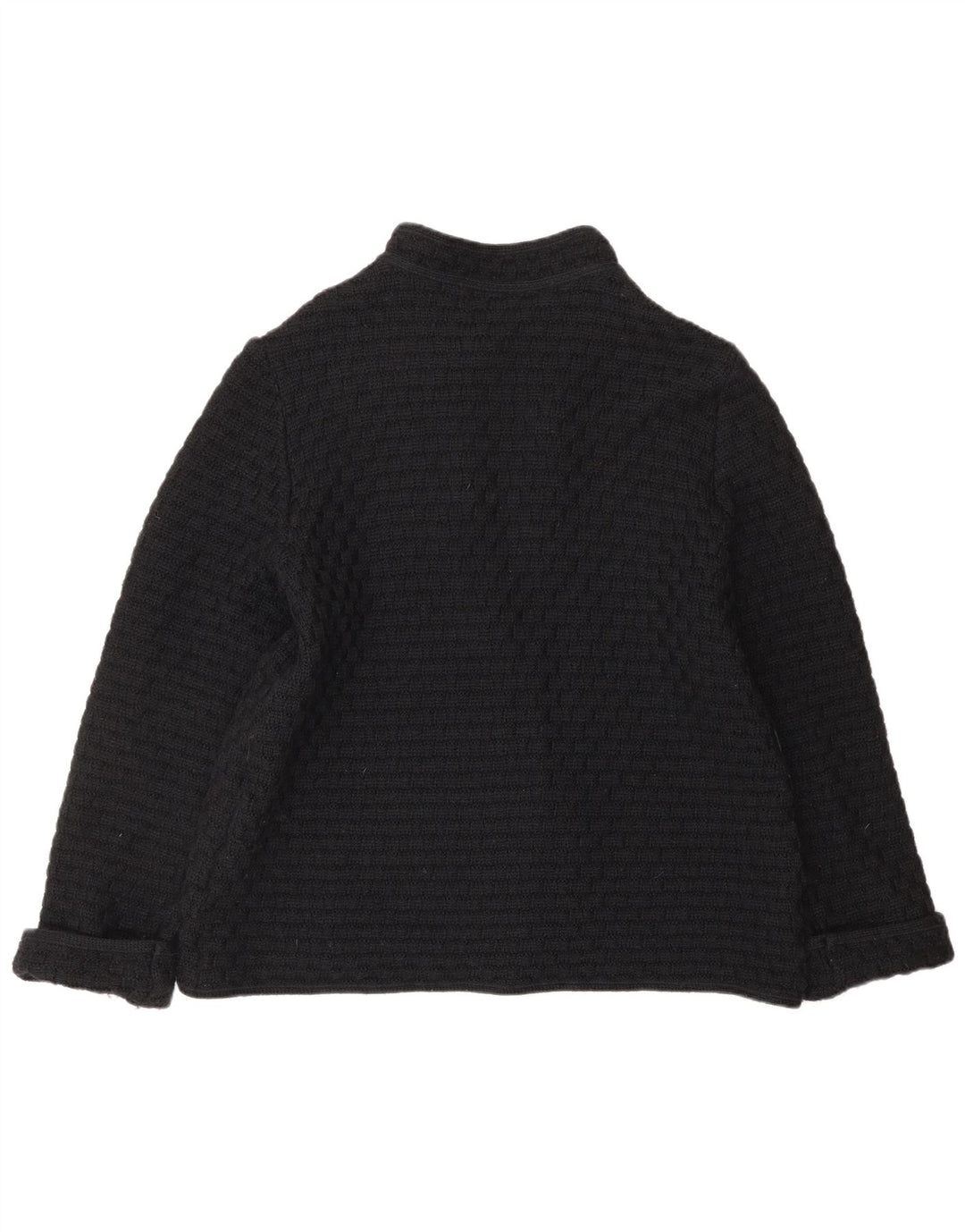 Vintage Womens Cardigan Sweater UK 12 Medium Black Wool