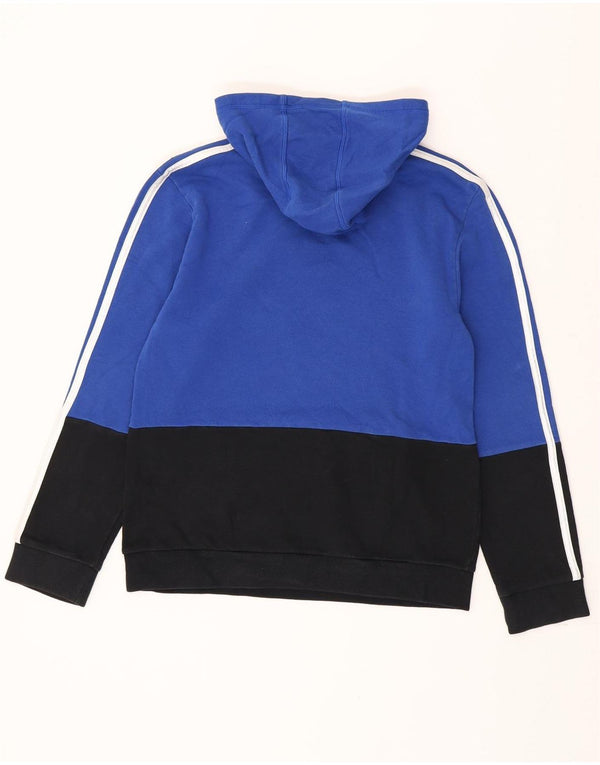 Adidas Boys Graphic Hoodie Jumper 14-15 Years Large Blue Colourblock