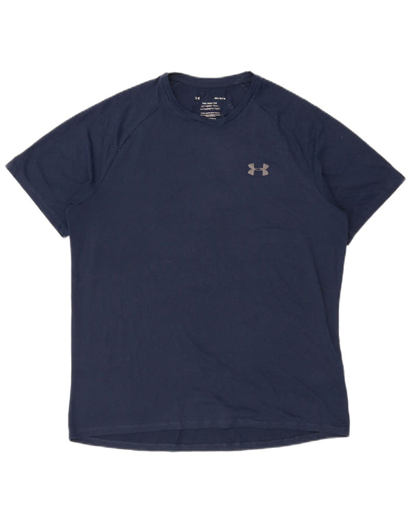 UNDER ARMOUR Mens T-Shirt Top Medium Navy Blue Polyester