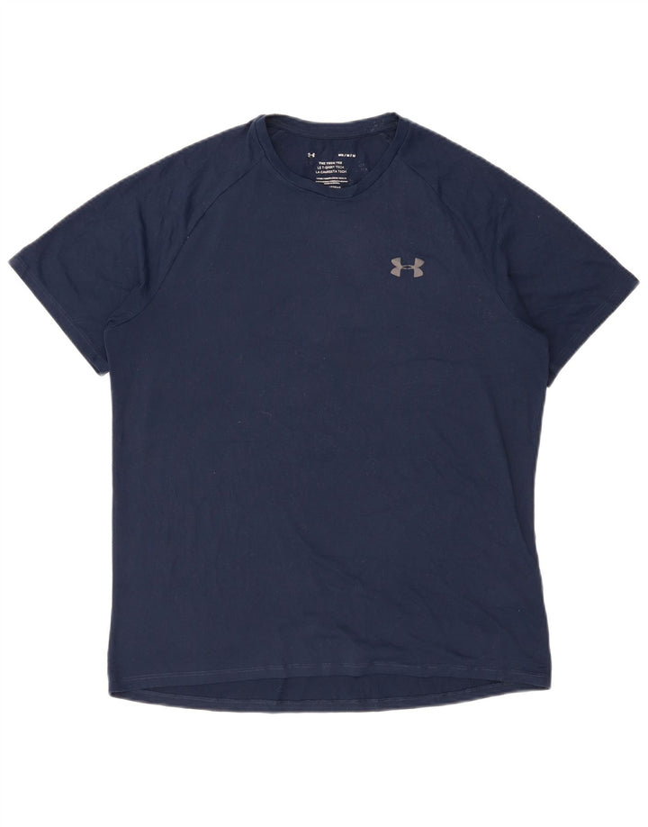 UNDER ARMOUR Mens T-Shirt Top Medium Navy Blue Polyester