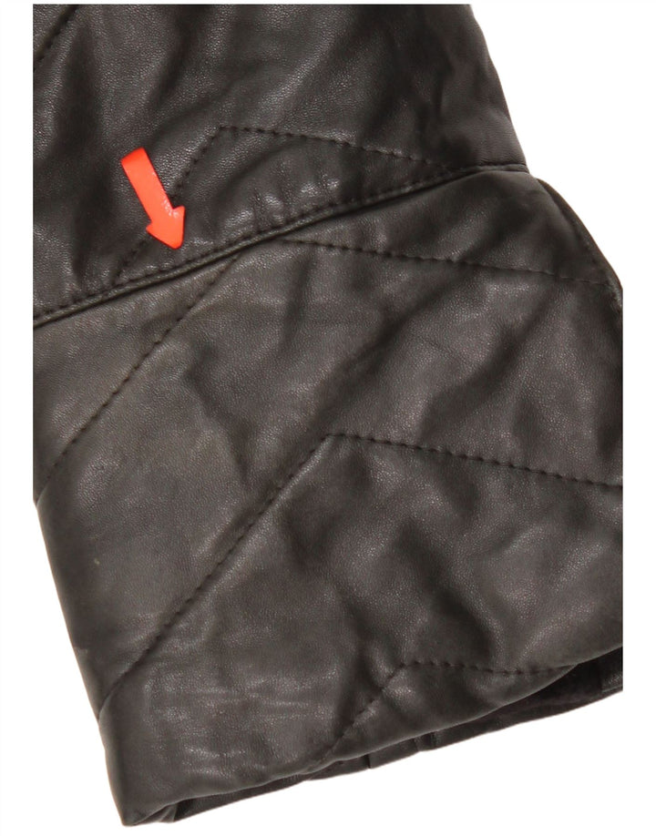 Vintage Womens Leather Coat UK 14 Medium Black Leather