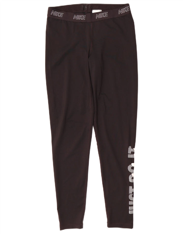 Nike Womens Graphic Leggings UK 14 Large Black Polyester