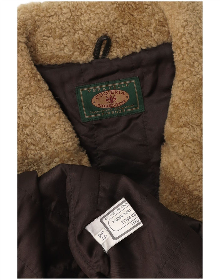 LAVORAZIONE ARTIGIANALE Mens Leather Jacket UK 40 Large Brown Leather