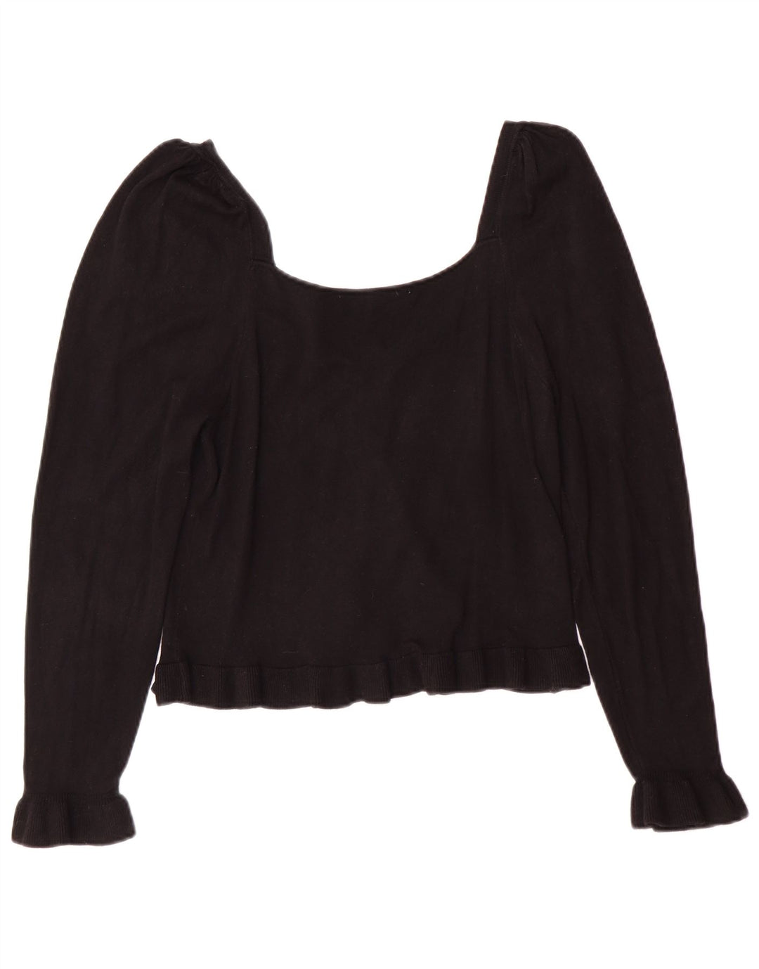 Zara Womens Crop Top Long Sleeve UK 14 Large Black Viscose