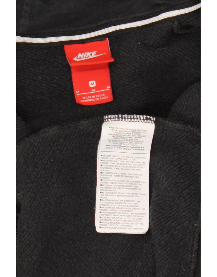 NIKE Womens Zip Hoodie Sweater UK 14 Medium Black Colourblock Cotton
