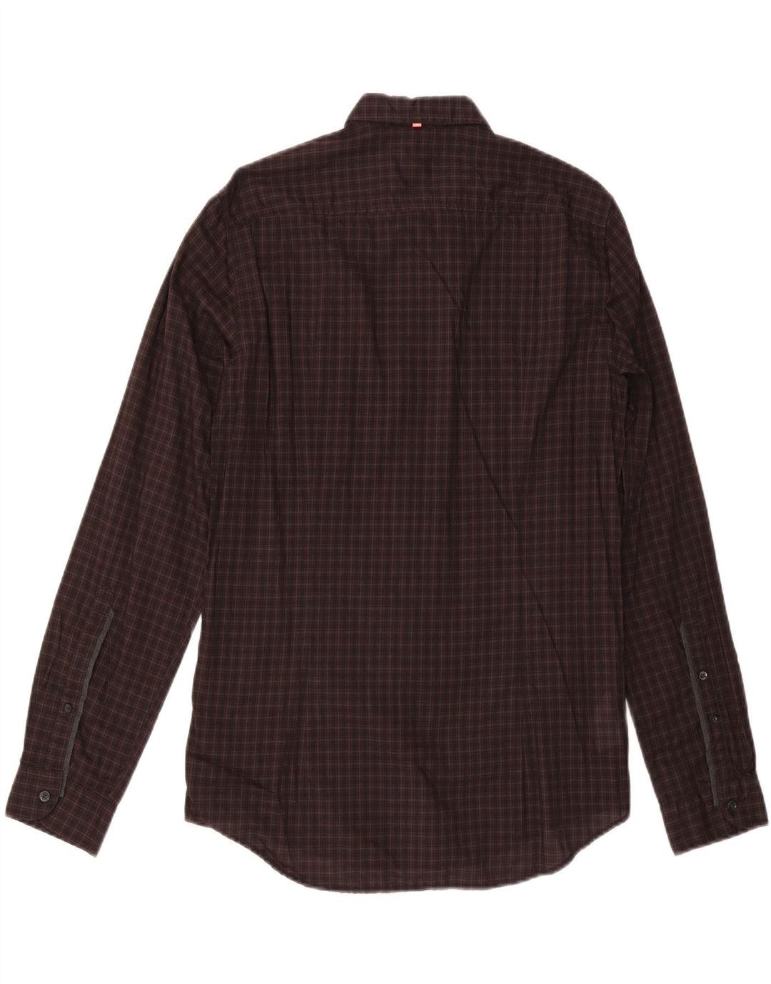 HUGO BOSS Mens Shirt Medium Brown Check Cotton