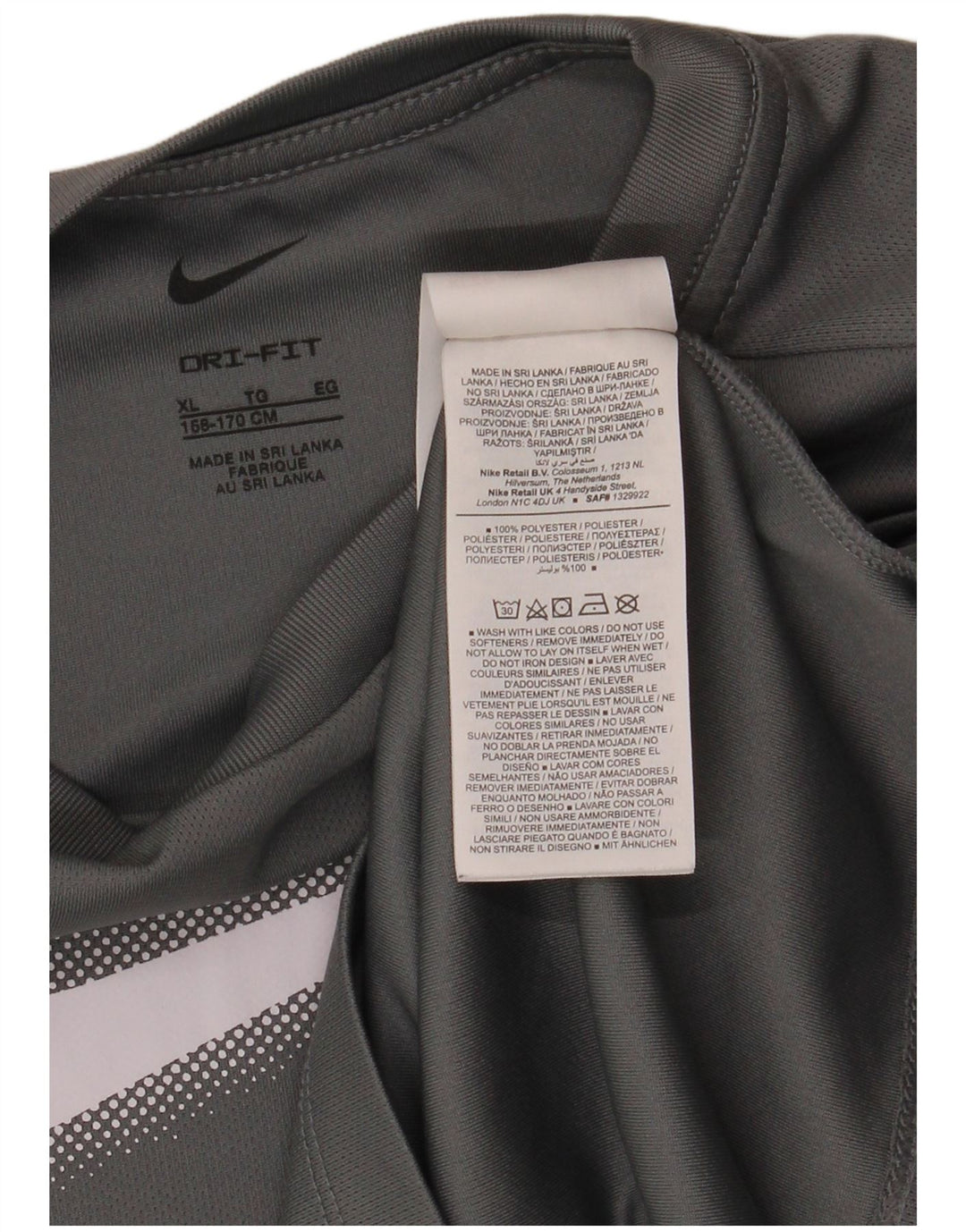 NIKE Boys Dri Fit Graphic T-Shirt Top 13-14 Years XL Grey Polyester