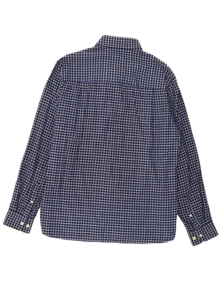 FRED PERRY Mens Shirt Large Navy Blue Check Cotton