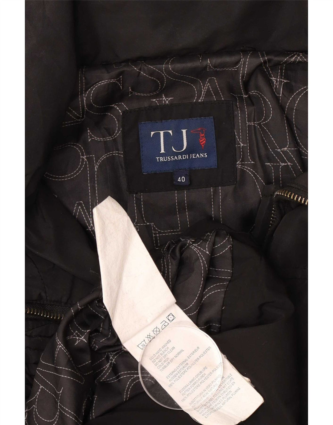 Trussardi Jeans Womens Padded Coat IT 40 Small Black Polyester