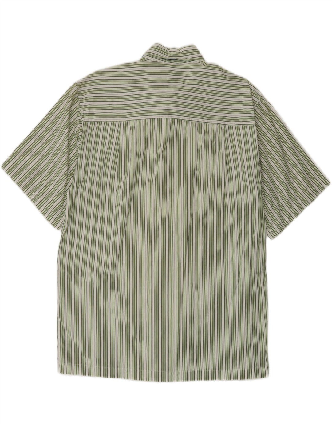 IZOD Mens Short Sleeve Shirt Medium Green Striped Cotton Vintage Izod and Second-Hand Izod from Messina Hembry 