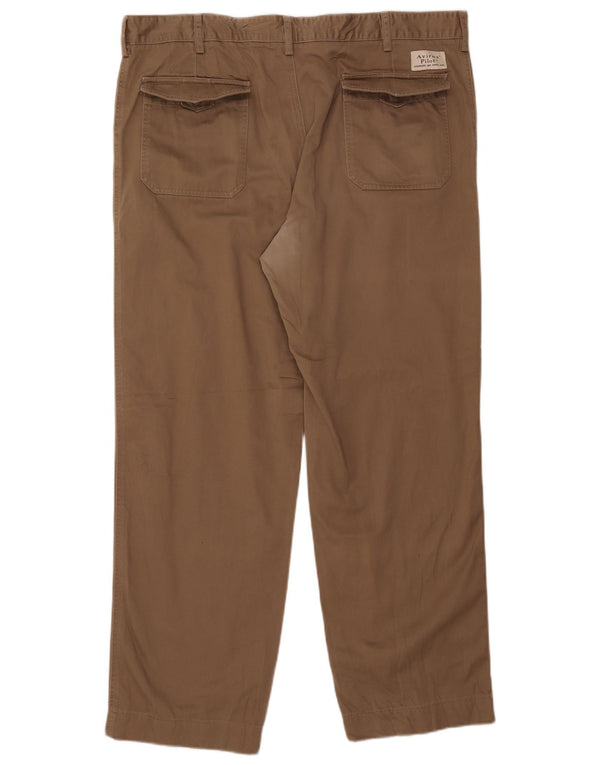 Avirex Mens Straight Casual Trousers W40 L31 Beige Cotton