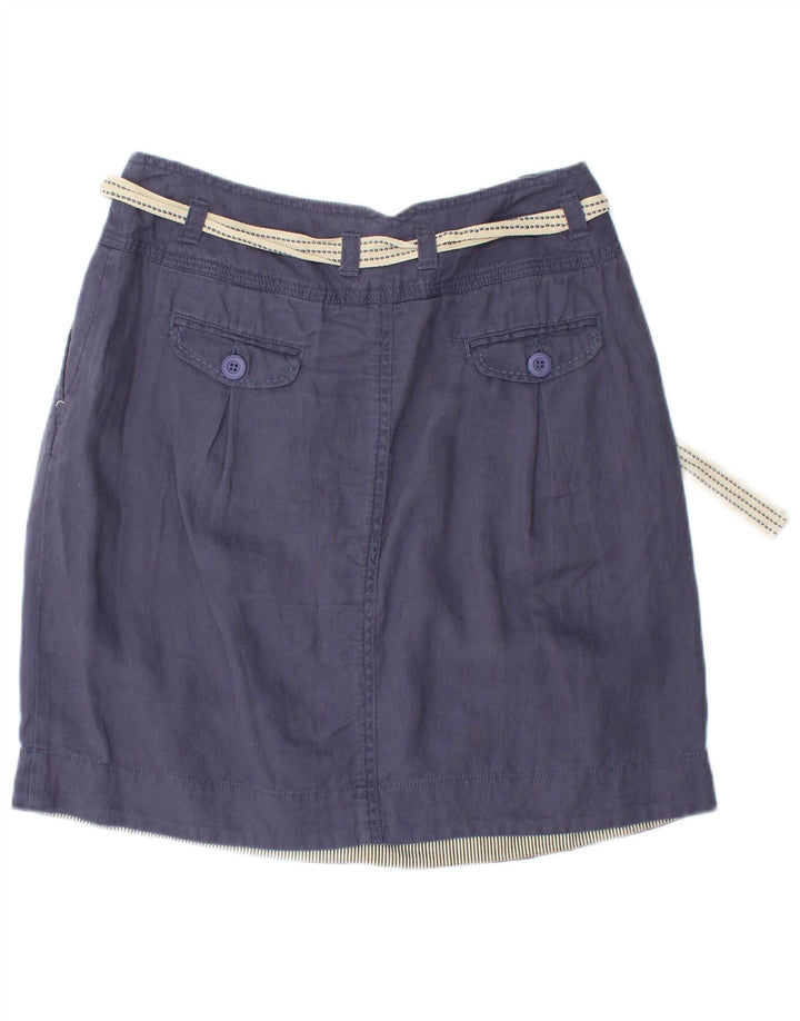 MONSOON Womens Mini Skirt UK 10 Small W28  Navy Blue Linen
