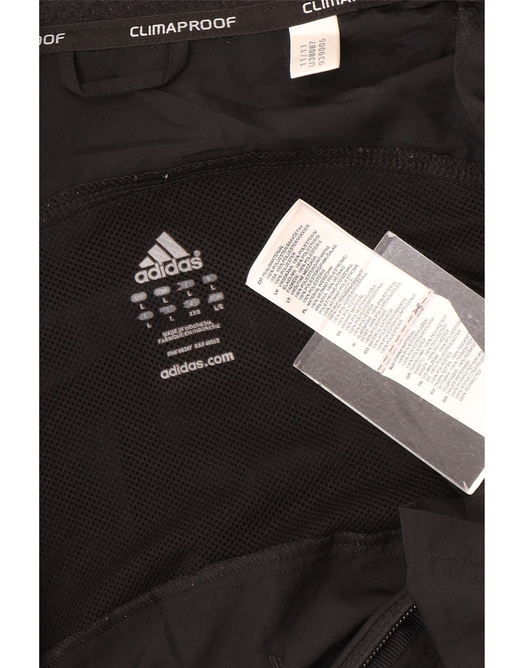 Adidas Mens Graphic Rain Jacket UK 40 Large Black Polyester