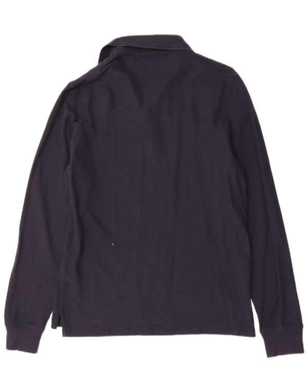 TOMMY HILFIGER Mens Slim Fit Long Sleeve Polo Shirt Large Navy Blue Cotton