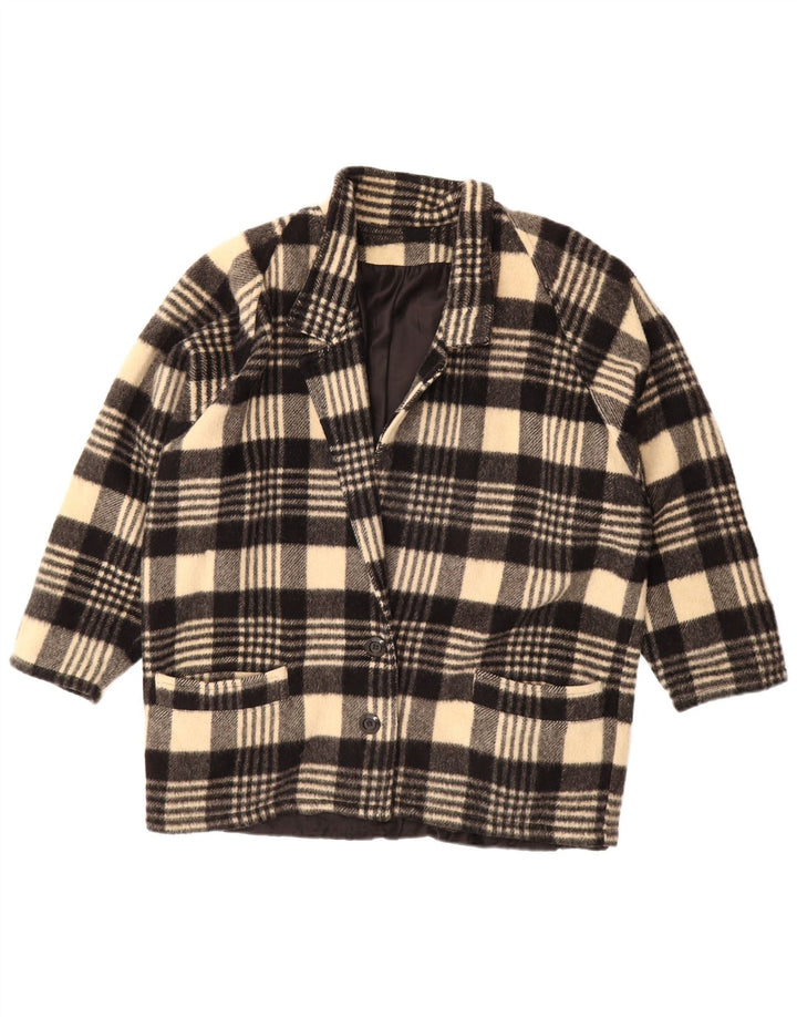 Vintage Womens 2 Button Blazer Jacket UK 20 2XL Black Check