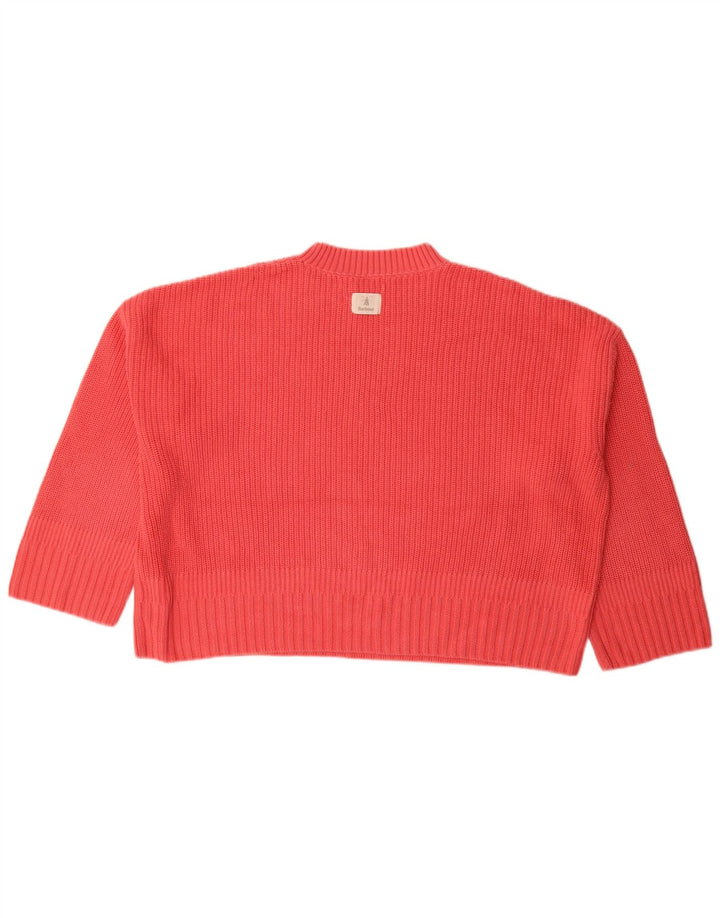 BARBOUR Womens Oversized Crew Neck Jumper Sweater UK 12 Medium Pink