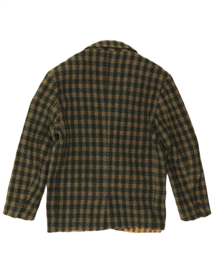 DUK Mens 2 Button Blazer Jacket UK 38 Medium Green Check
