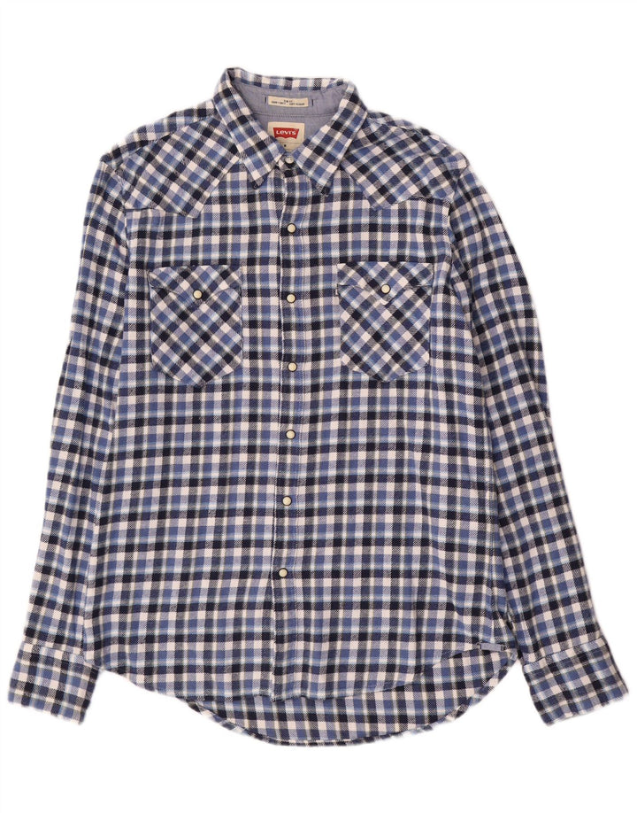 Levi's Mens Slim Fit Flannel Shirt Medium Blue Check Cotton