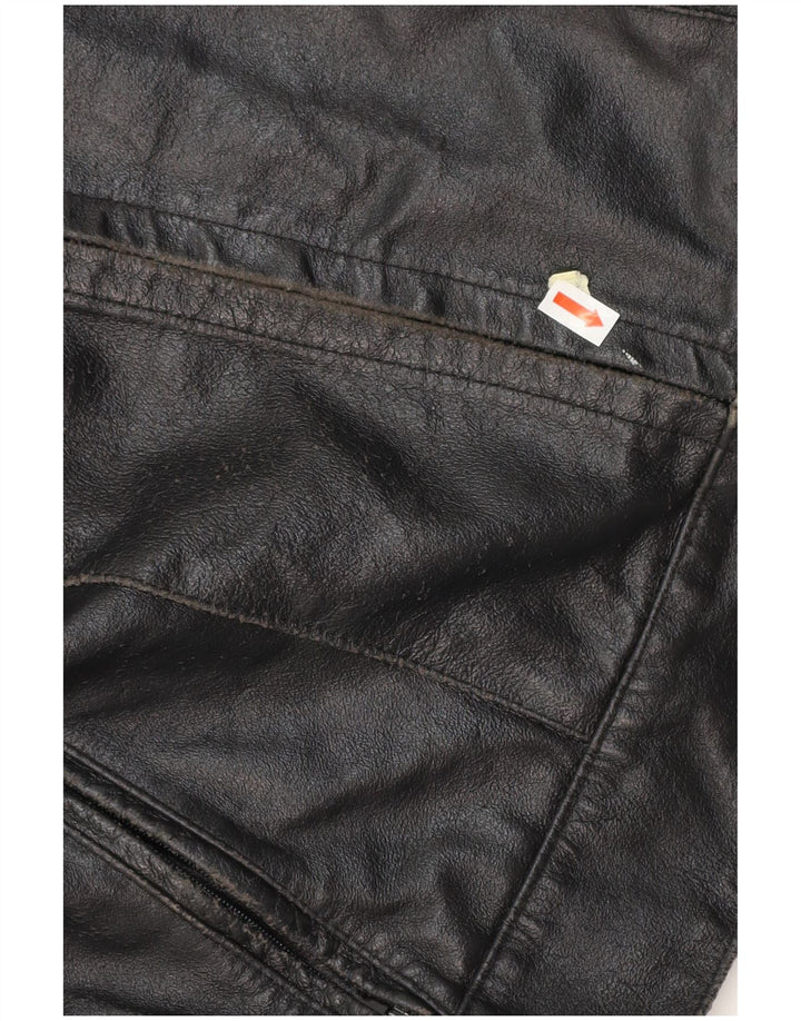 VINTAGE Womens Leather Racer Jacket IT 42 Medium Black Leather