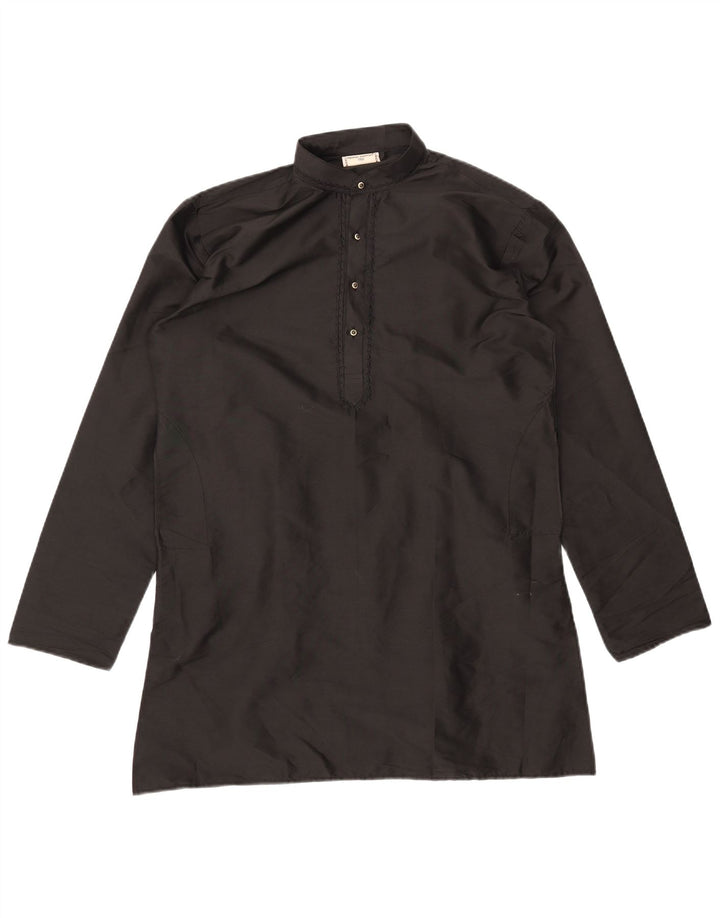 DENNIS MORTON Mens Kurta Pullover Shirt Size 40 Medium Black