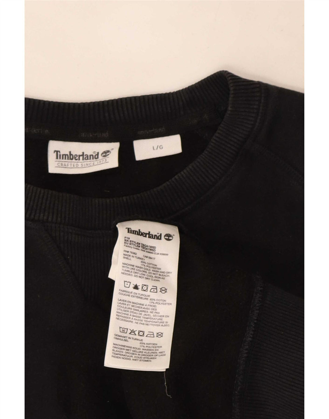 Timberland Mens Sweatshirt Jumper Large Black Cotton