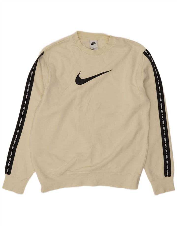Nike Mens Graphic Sweatshirt Jumper Medium Off White Colourblock Cotton