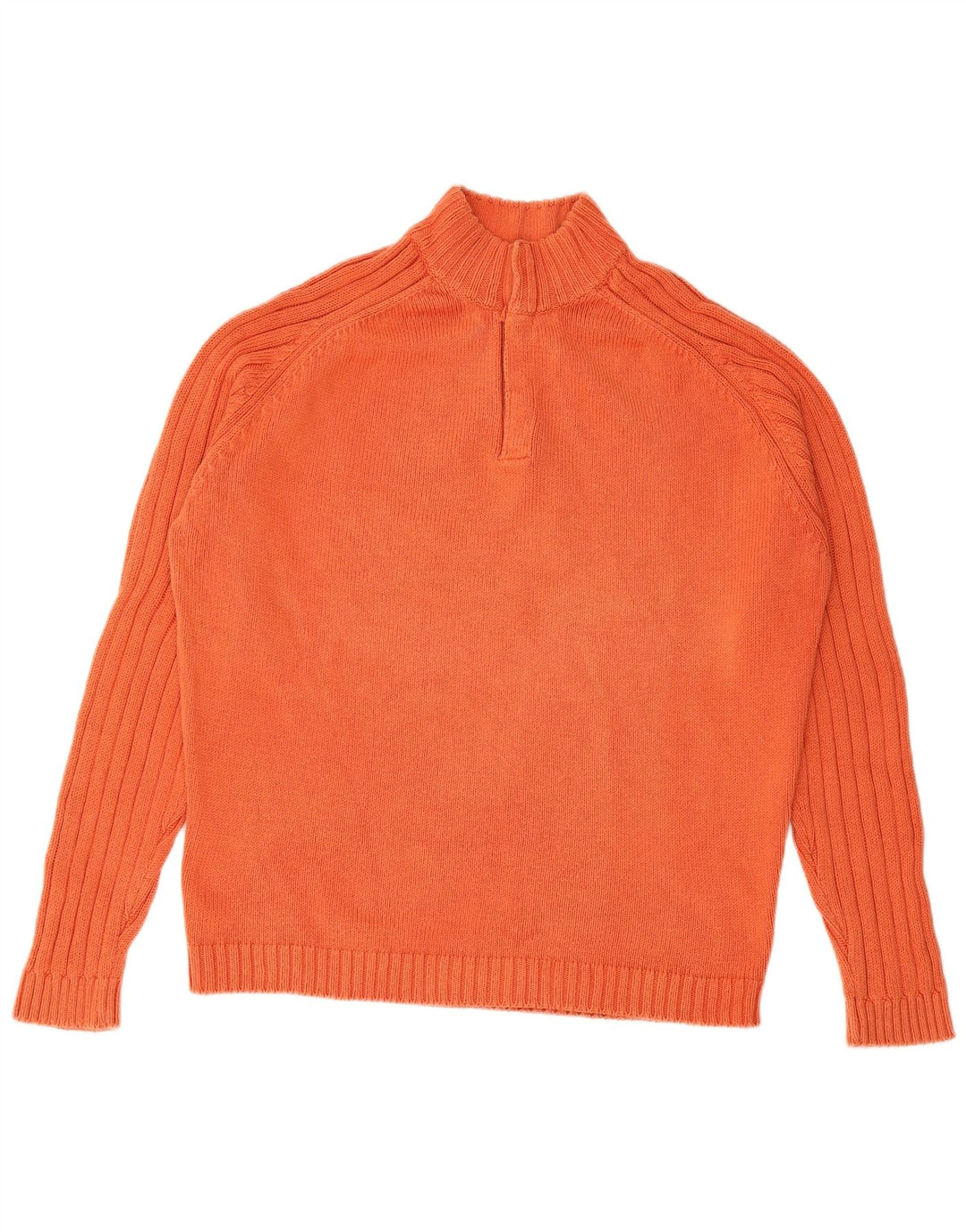 MASSIMO DUTTI Mens Button Neck Jumper Sweater Large Orange Cotton