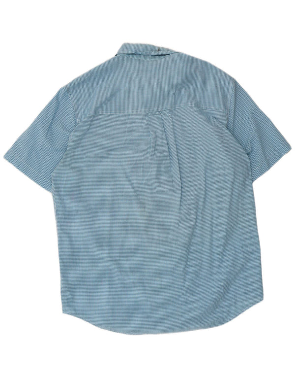 Chaps Mens Short Sleeve Shirt Medium Blue Gingham Cotton