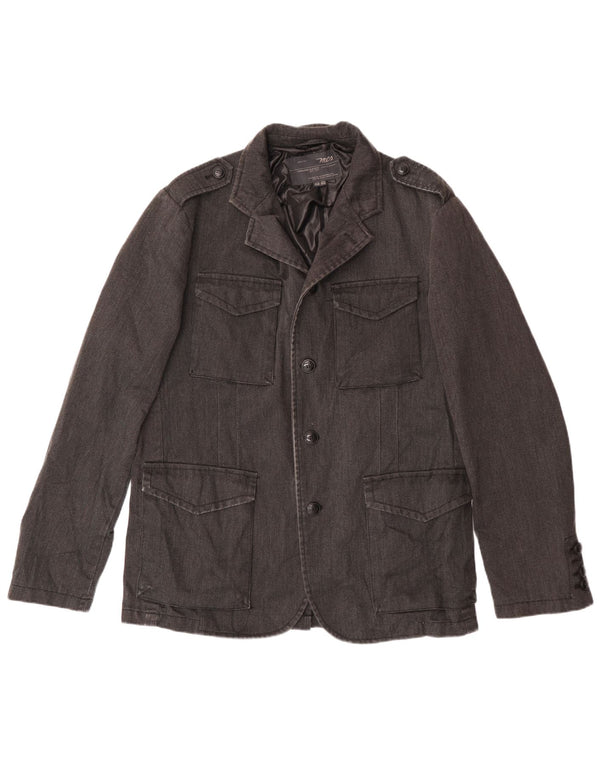 Marlboro Classics Mens Utility Jacket EU 50 Large Black Cotton