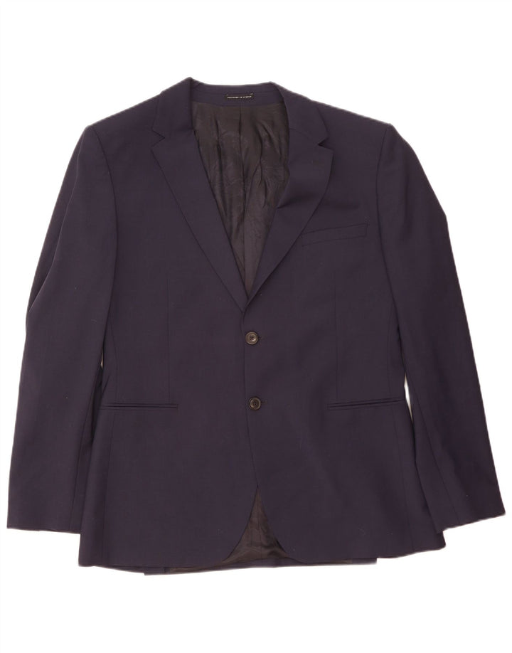 Reiss Mens 2 Button Blazer Jacket UK 40 Large Navy Blue Wool