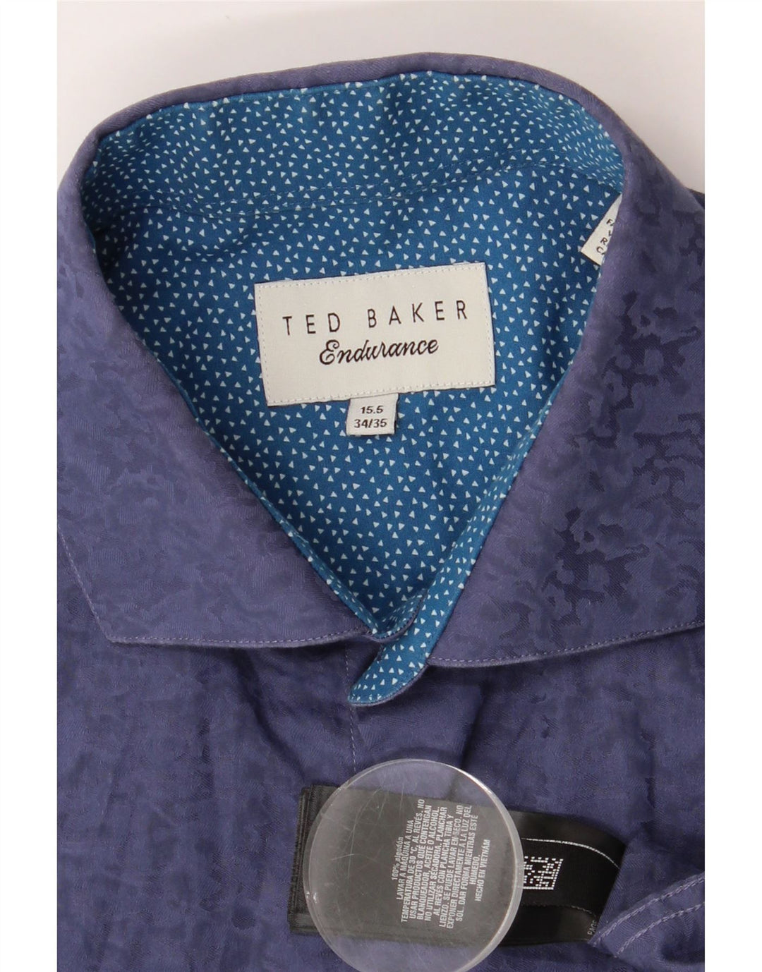 TED BAKER Mens Abstract Pattern Shirt Size 15 1/2 Medium Blue Cotton Vintage Ted Baker and Second-Hand Ted Baker from Messina Hembry 
