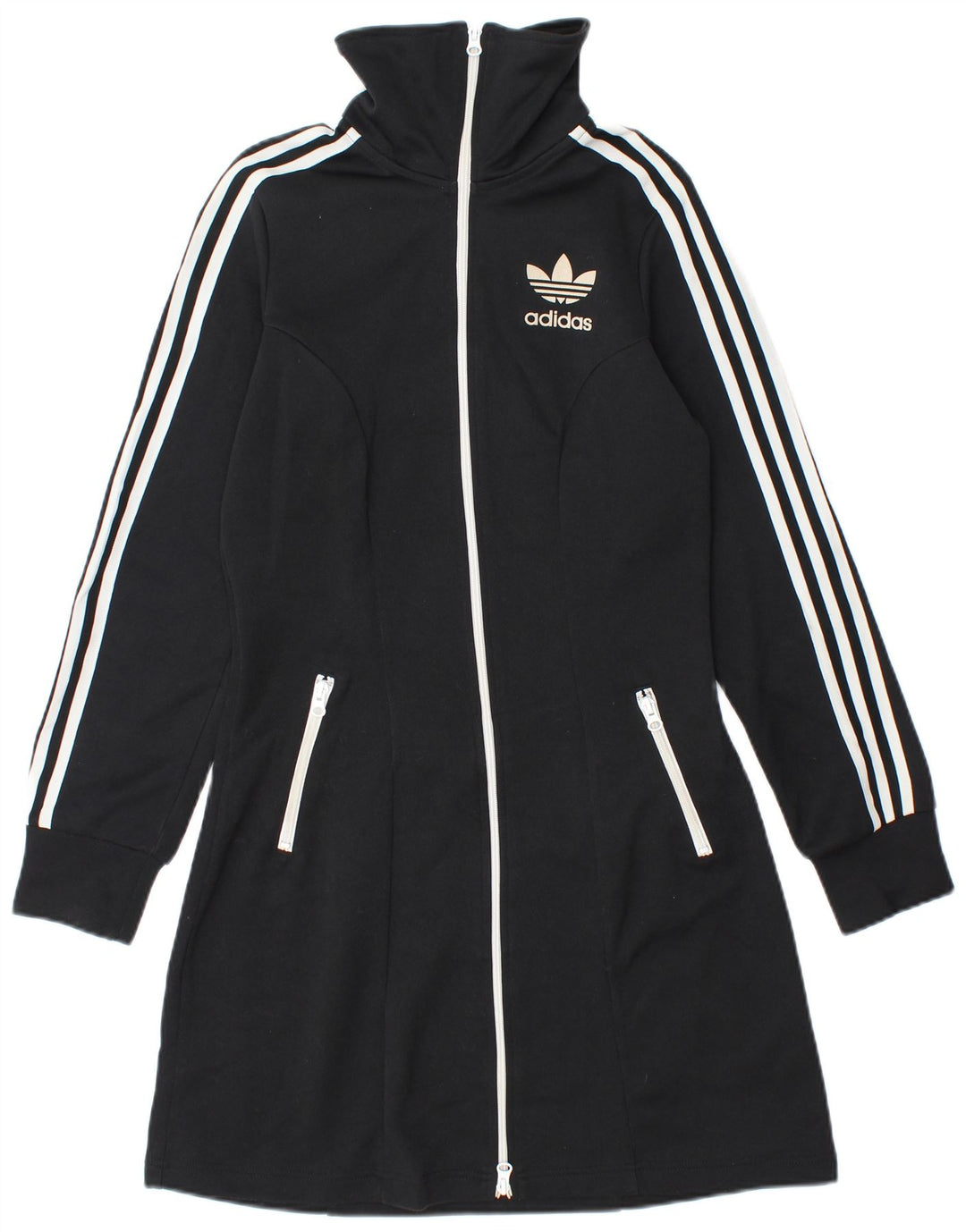Adidas Womens Longline Tracksuit Top Jacket IT 36 XS Black