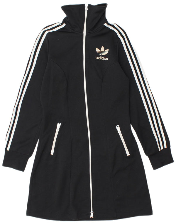 Adidas Womens Longline Tracksuit Top Jacket IT 36 XS Black