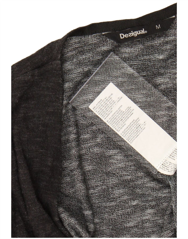 DESIGUAL Womens Open Cardigan Sweater UK 12 Medium Grey Animal Print