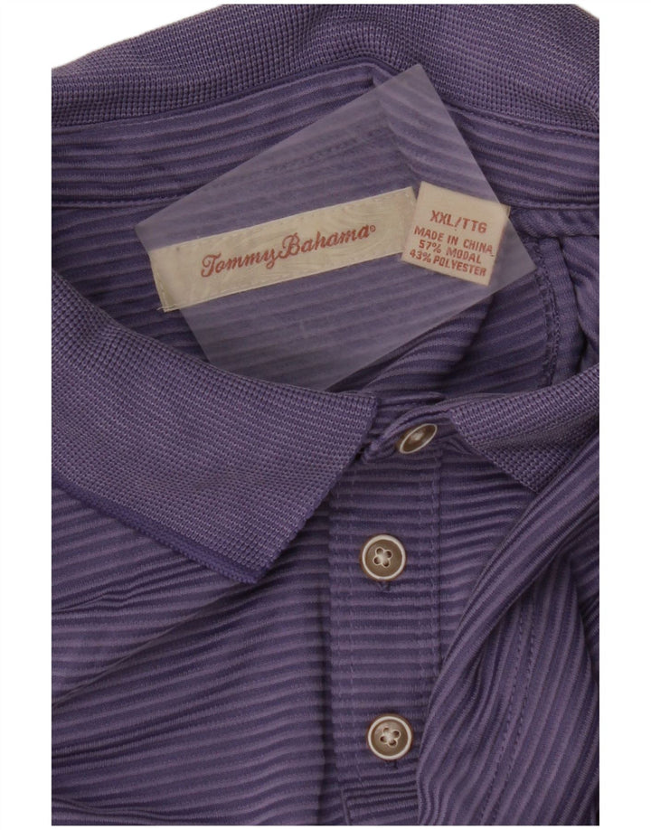 TOMMY BAHAMA Mens Polo Shirt 2XL Purple Pinstripe Modal