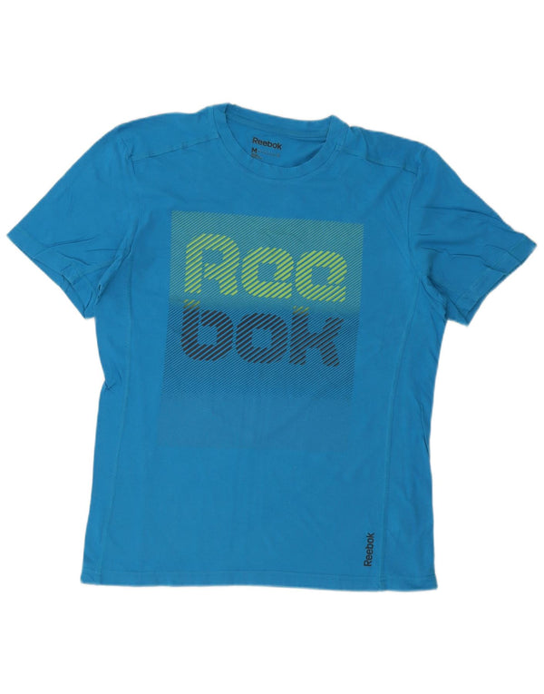 Reebok Mens Graphic T-Shirt Top Medium Blue Cotton