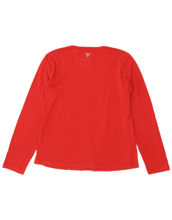 JACK WOLFSKIN Womens Graphic Top Long Sleeve UK 18 XL  Red Cotton