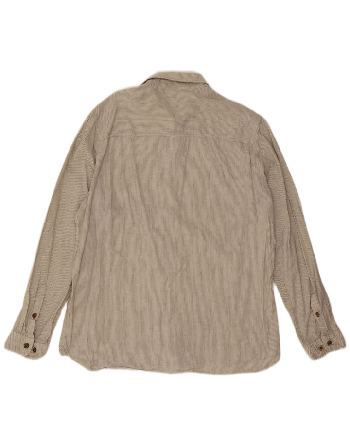 Fat Face Mens Shirt Large Beige Pinstripe Linen