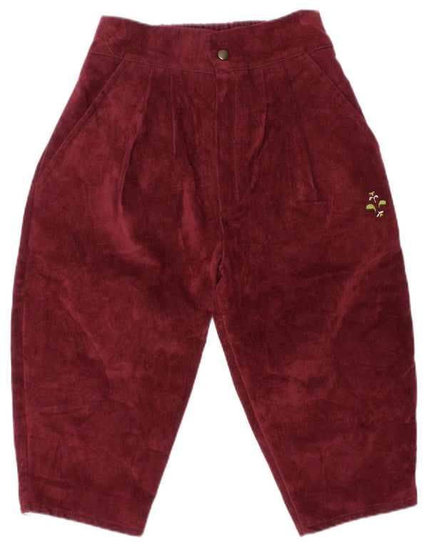 VINTAGE Baby Girls Velvet Chino Trousers 18-24 Months W20 L10 Burgundy
