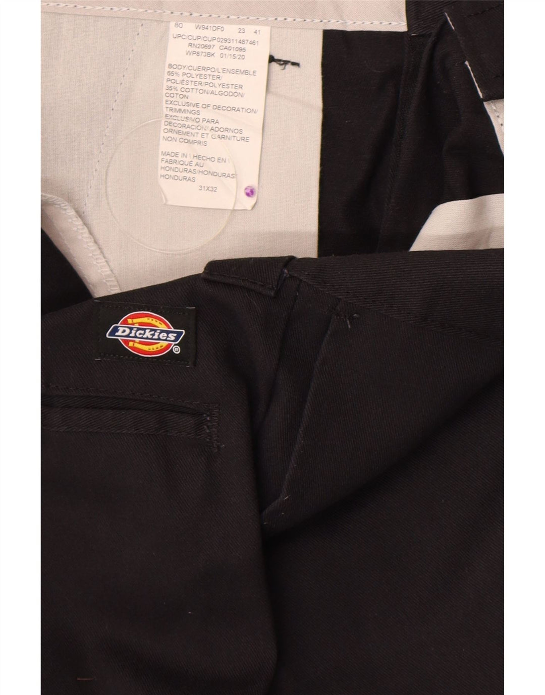 Dickies Mens Straight Chino Trousers W31 L32 Black Polyester