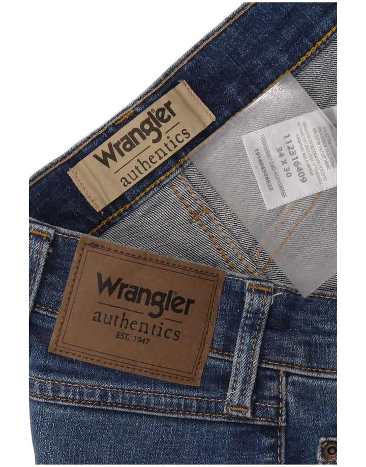 WRANGLER Mens Straight Jeans W34 L30 Blue Cotton