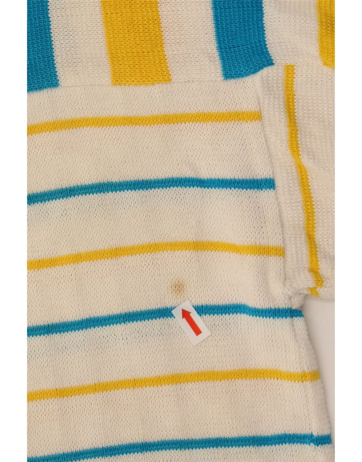 VINTAGE Womens Boat Neck Jumper Sweater IT 42 Medium White Striped Vintage Vintage and Second-Hand Vintage from Messina Hembry 