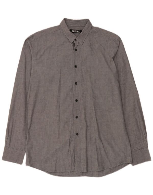 DKNY Mens Shirt Medium Grey Pinstripe Cotton