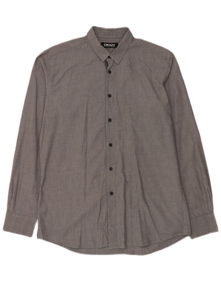 DKNY Mens Shirt Medium Grey Pinstripe Cotton