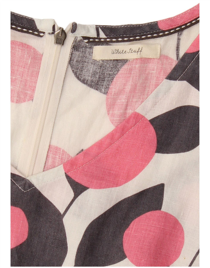 White Stuff Womens Sleeveless Shift Dress UK 12 Medium White Floral