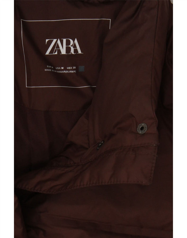 ZARA Womens Oversized Crop Padded Jacket UK 14 Medium Brown