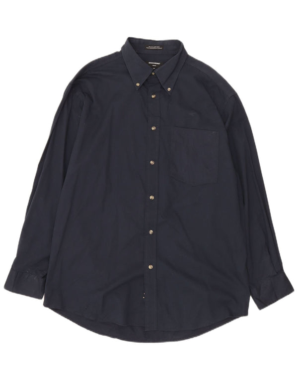 Dockers Mens Shirt Medium Navy Blue Cotton