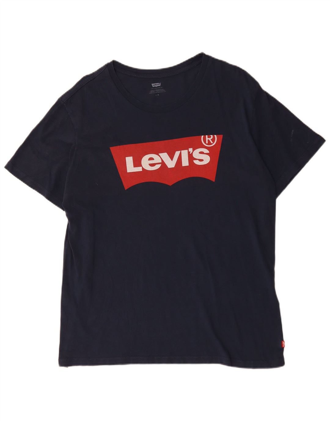 LEVI'S Mens Graphic T-Shirt Top Large Navy Blue Cotton