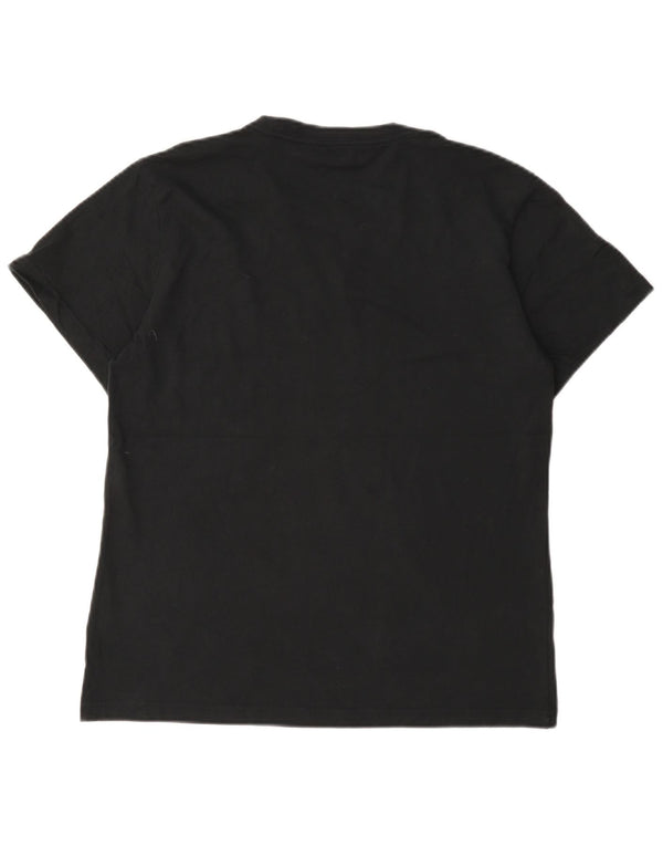 Adidas Womens Short Sleeve Graphic T-Shirt Top UK 12/14 Medium Black Sports