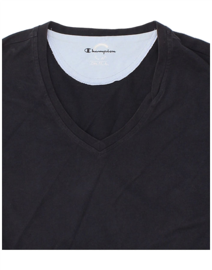 CHAMPION Mens Easy Fit T-Shirt Top Large Navy Blue Vintage Champion and Second-Hand Champion from Messina Hembry 